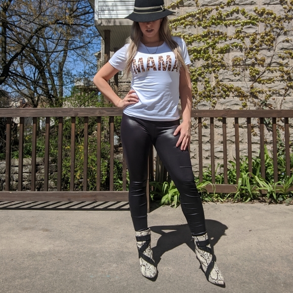 Black faux leather leggings! - Picture 1 of 8